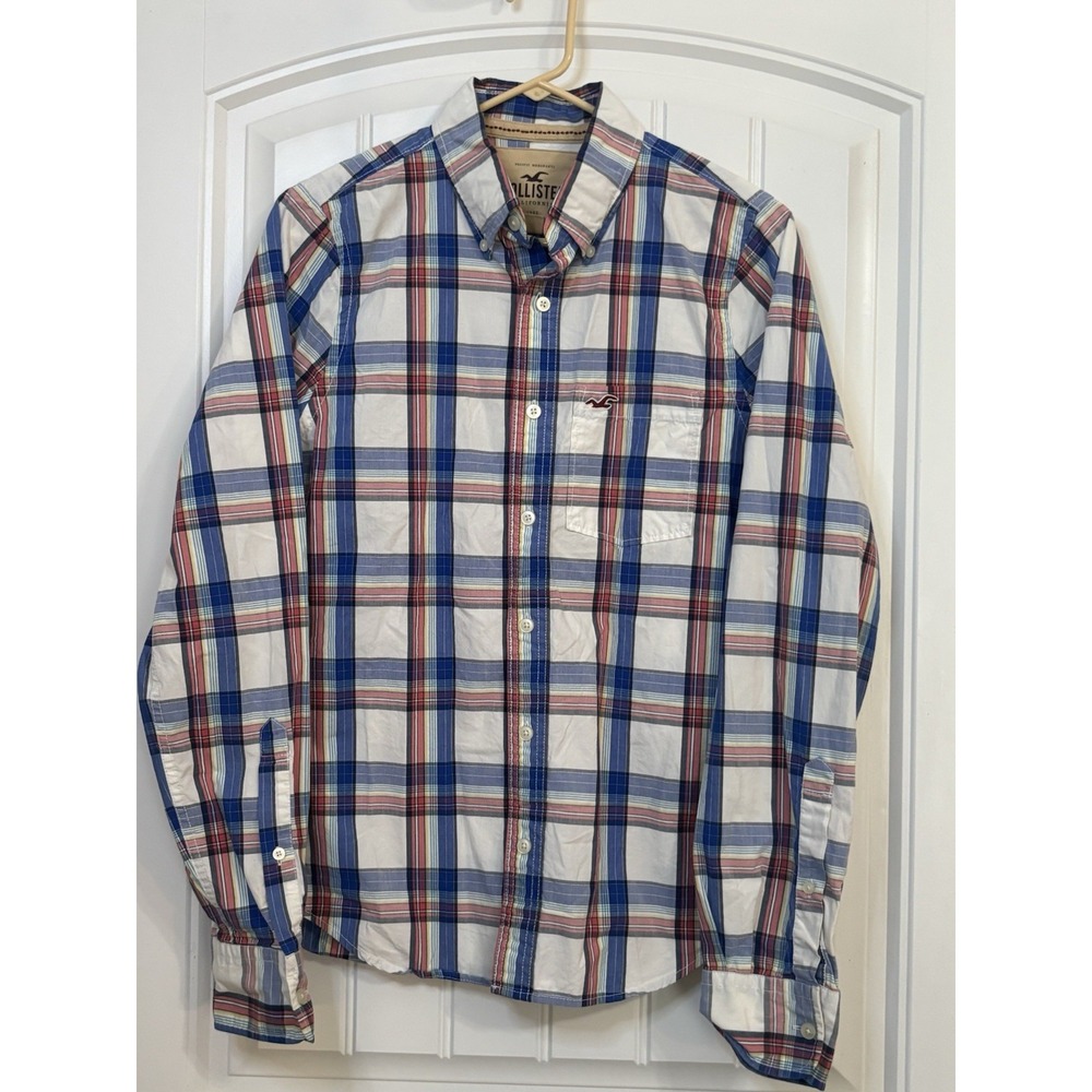 Hollister  Men Shirt Long Sleeves Plaid Button Down Size Small‎